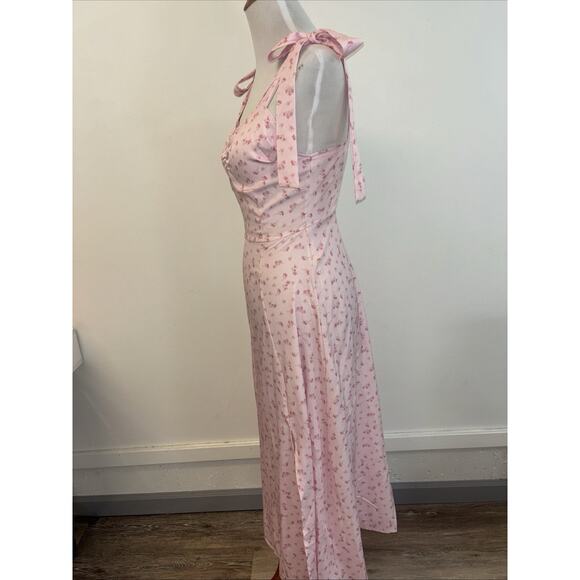 Maxi Dress Sz Sm Floral Pink Peasant Boho Festival Beach Y2K Smocked Cottagecore - Picture 2 of 15